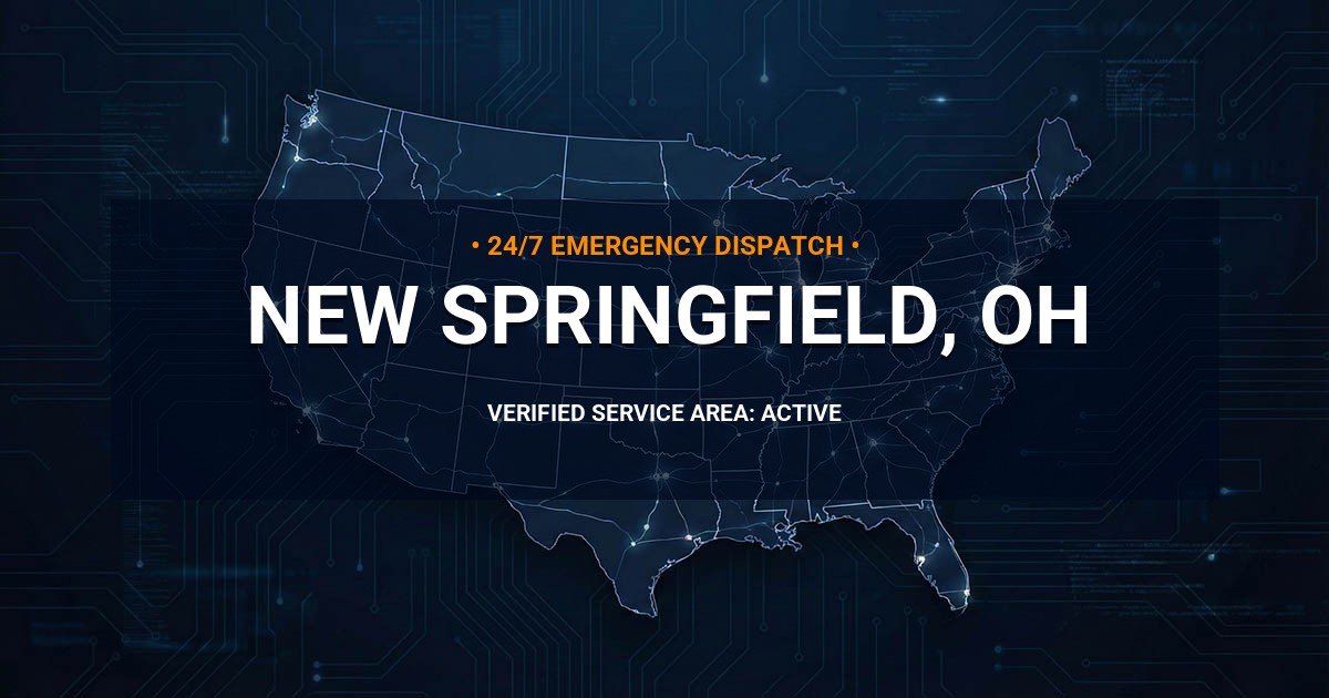 Emergency Plumbing Dispatch Map for Plumbing Services: New Springfield, OH