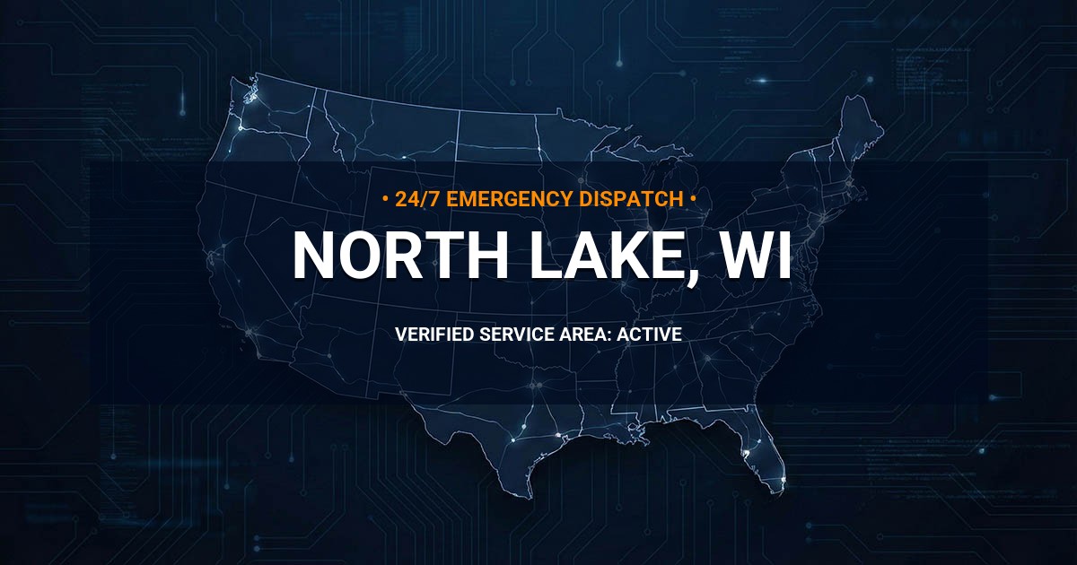 Emergency Plumbing Dispatch Map for Plumbing Services: North Lake, WI