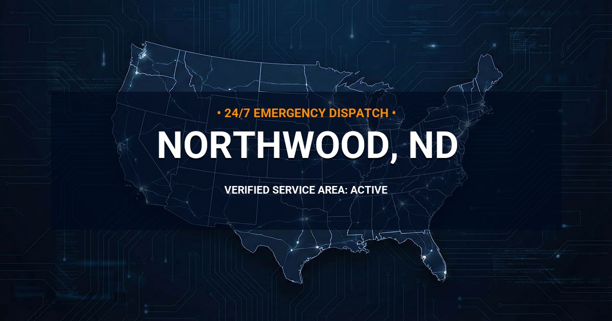Emergency Plumbing Dispatch Map for Plumbing Services: Northwood, ND