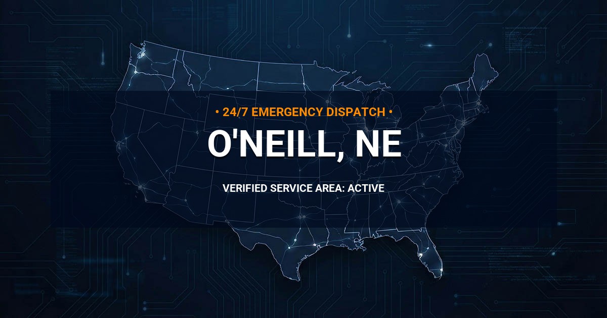 Emergency Plumbing Dispatch Map for Plumbing Services: O'Neill, NE