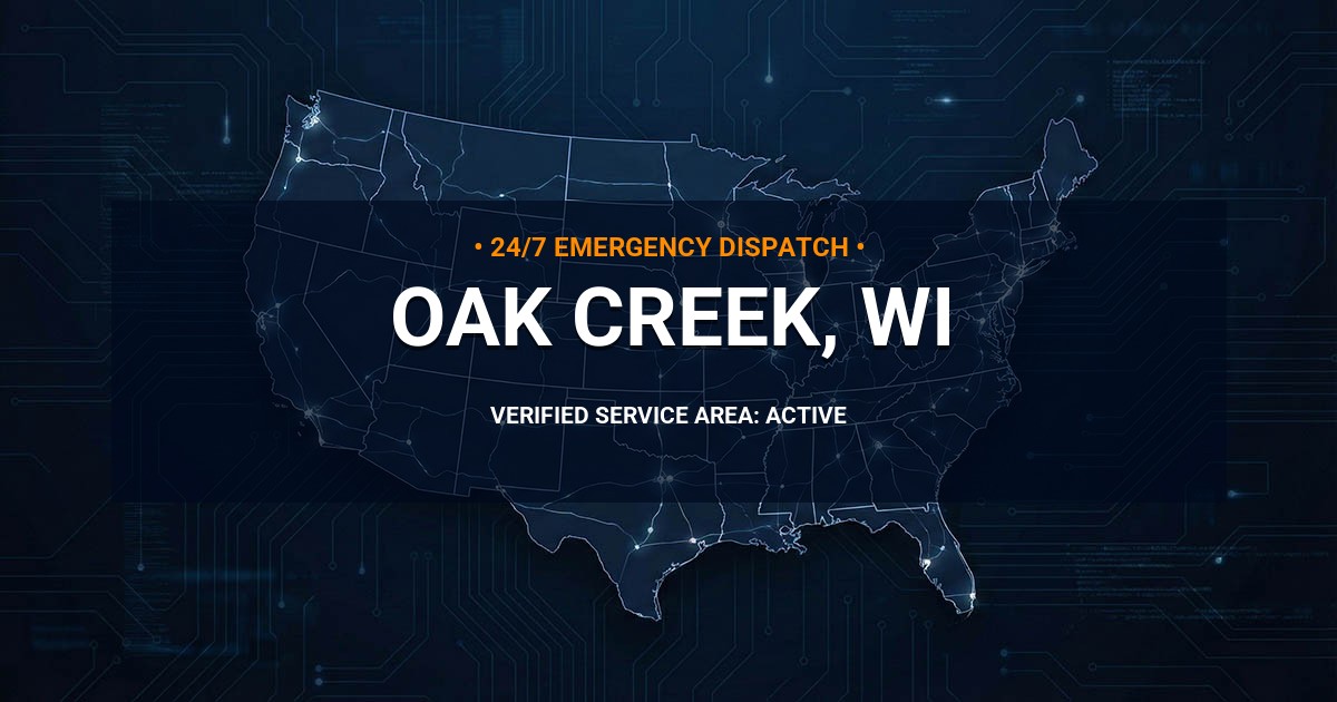 Emergency Plumbing Dispatch Map for Plumbing Services: Oak Creek, WI