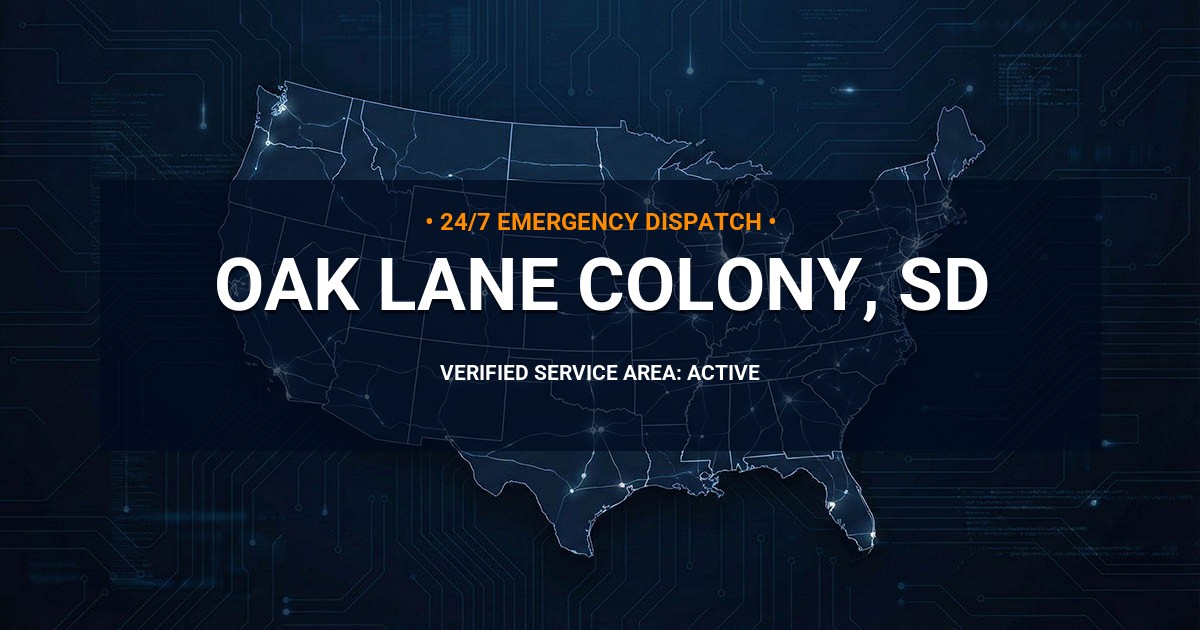Emergency Plumbing Dispatch Map for Plumbing Services: Oak Lane Colony, SD