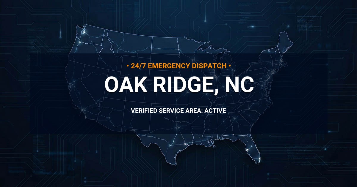 Emergency Plumbing Dispatch Map for Plumbing Services: Oak Ridge, NC