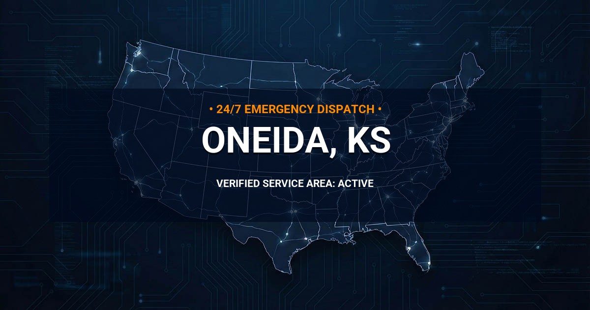 Emergency Plumbing Dispatch Map for Plumbing Services: Oneida, KS