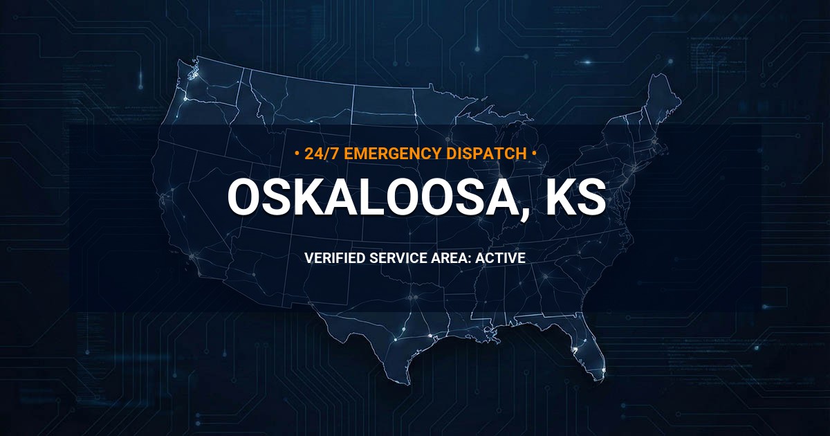 Emergency Plumbing Dispatch Map for Plumbing Services: Oskaloosa, KS