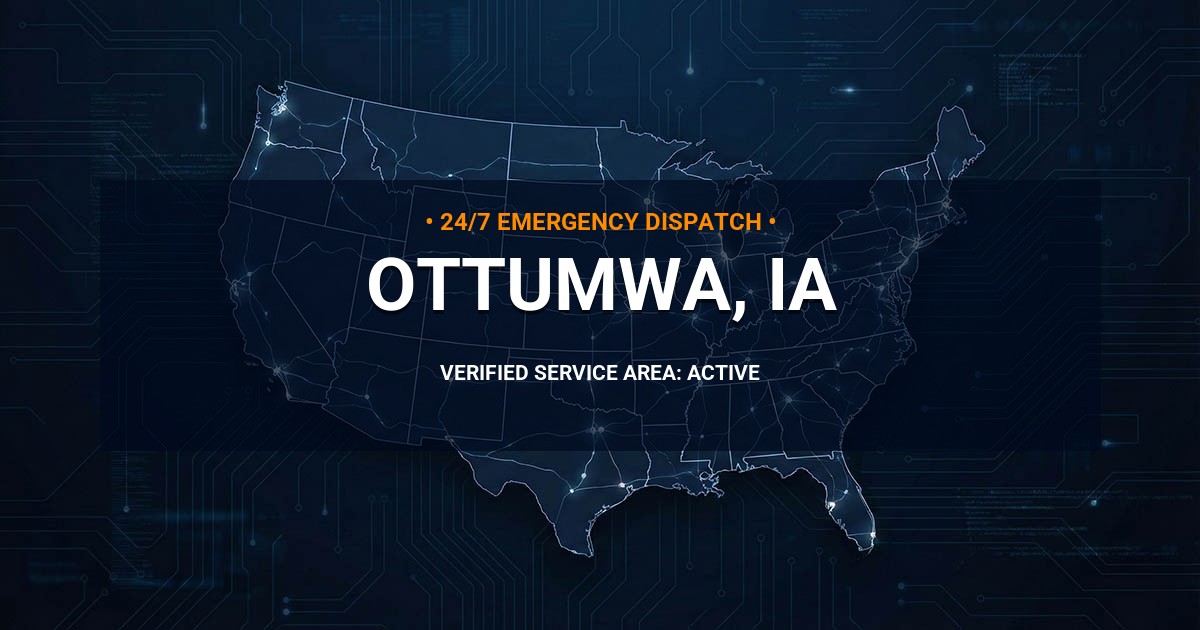 Emergency Plumbing Dispatch Map for Plumbing Services: Ottumwa, IA