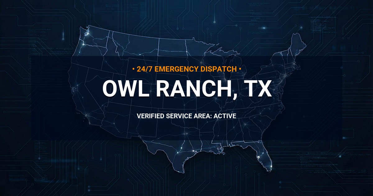 Emergency Plumbing Dispatch Map for Plumbing Services: Owl Ranch, TX