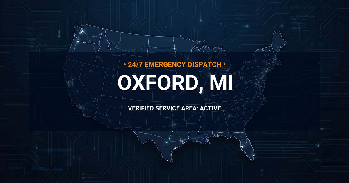 Emergency Plumbing Dispatch Map for Plumbing Services: Oxford, MI