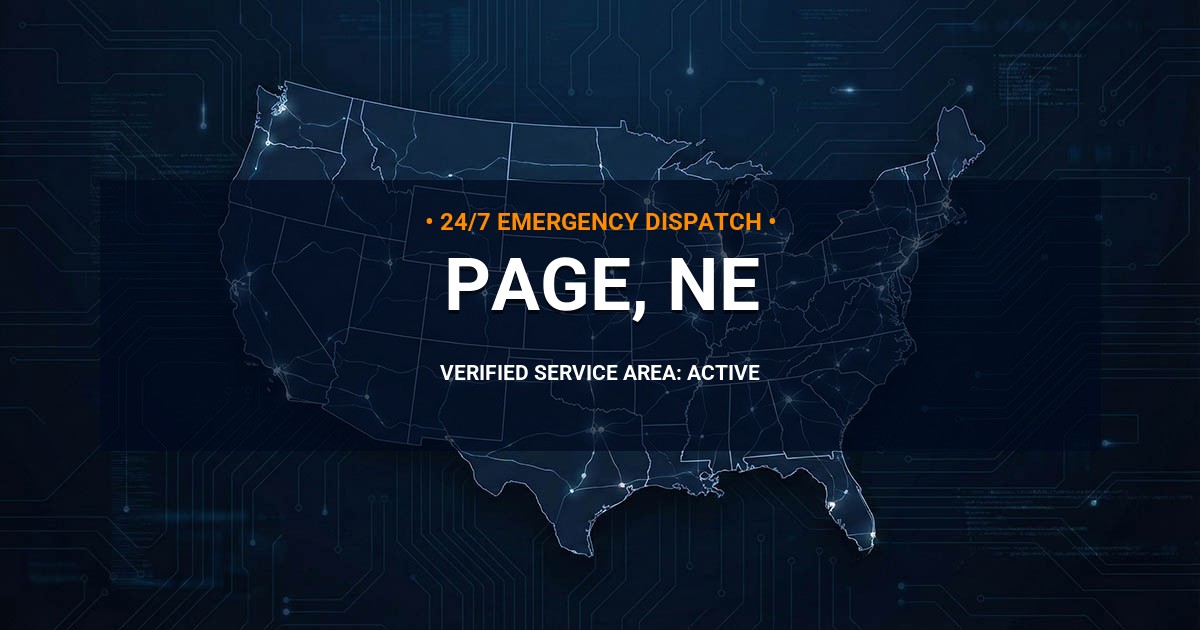 Emergency Plumbing Dispatch Map for Plumbing Services: Page, NE