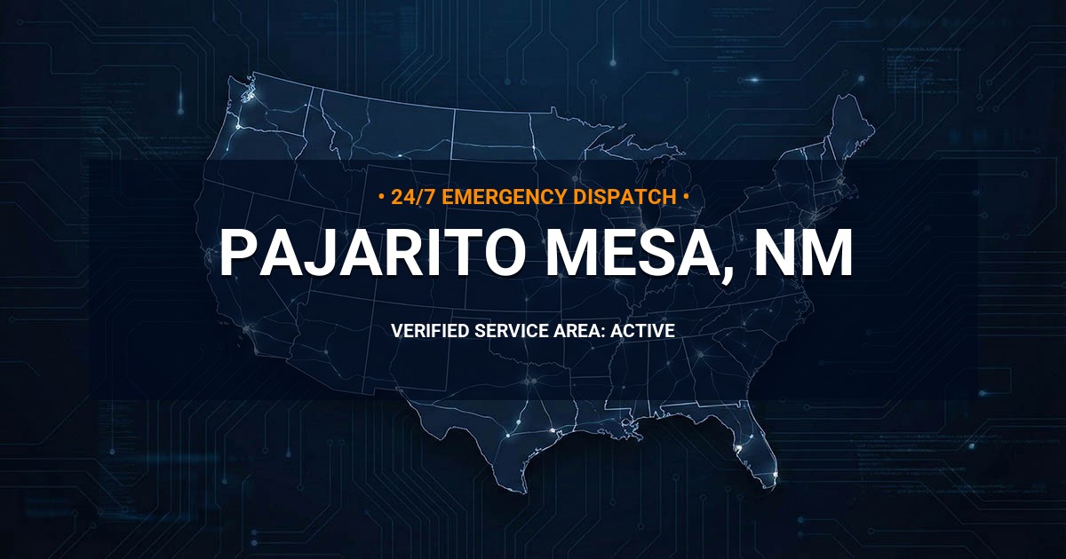Emergency Plumbing Dispatch Map for Plumbing Services: Pajarito Mesa, NM