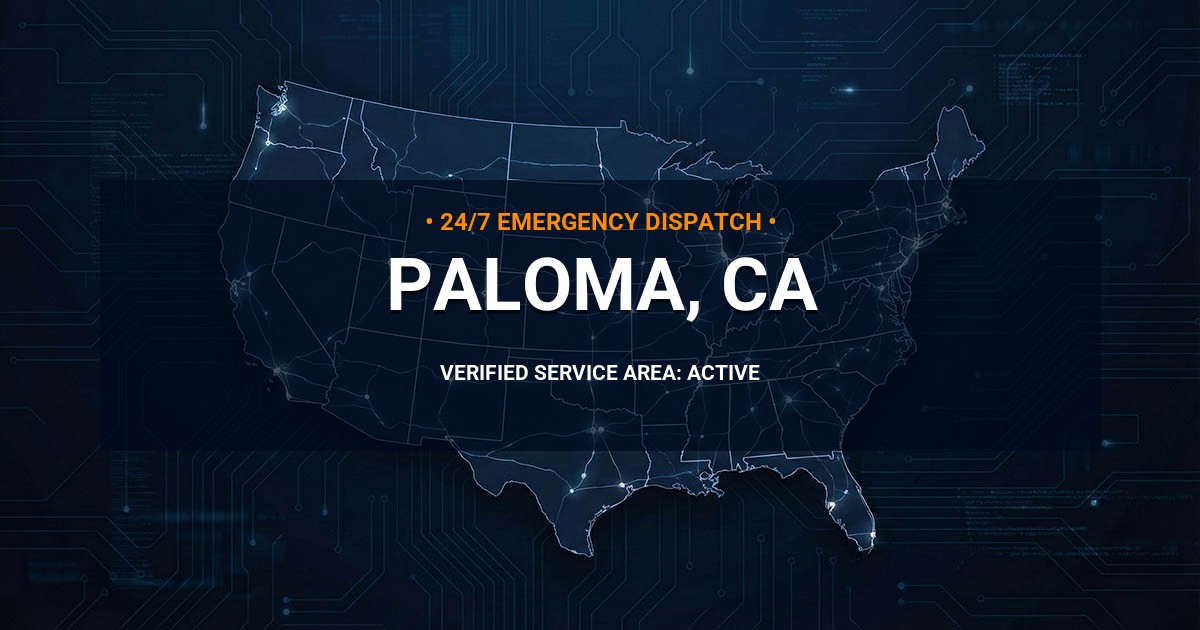 Emergency Plumbing Dispatch Map for Plumbing Services: Paloma, CA