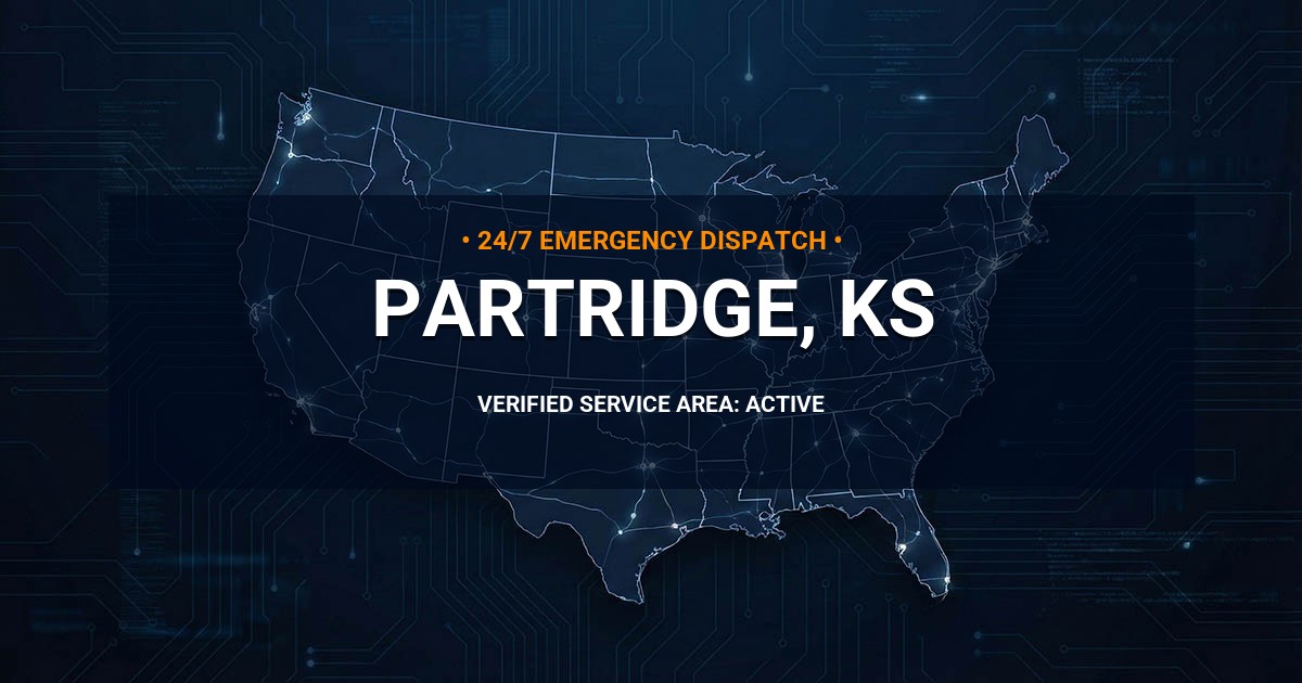 Emergency Plumbing Dispatch Map for Plumbing Services: Partridge, KS