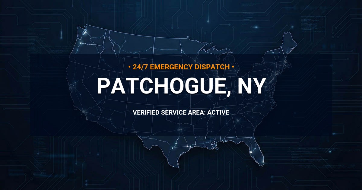 Emergency Plumbing Dispatch Map for Plumbing Services: Patchogue, NY