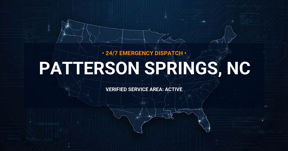 Emergency Plumbing Dispatch Map for Plumbing Services: Patterson Springs, NC