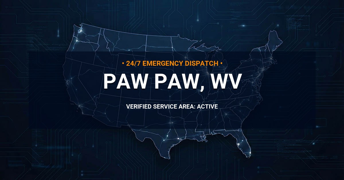 Emergency Plumbing Dispatch Map for Plumbing Services: Paw Paw, WV