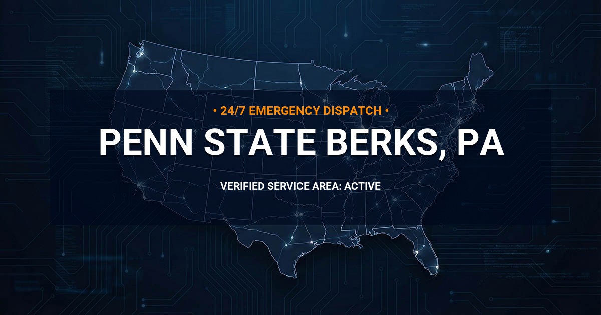 Emergency Plumbing Dispatch Map for Plumbing Services: Penn State Berks, PA