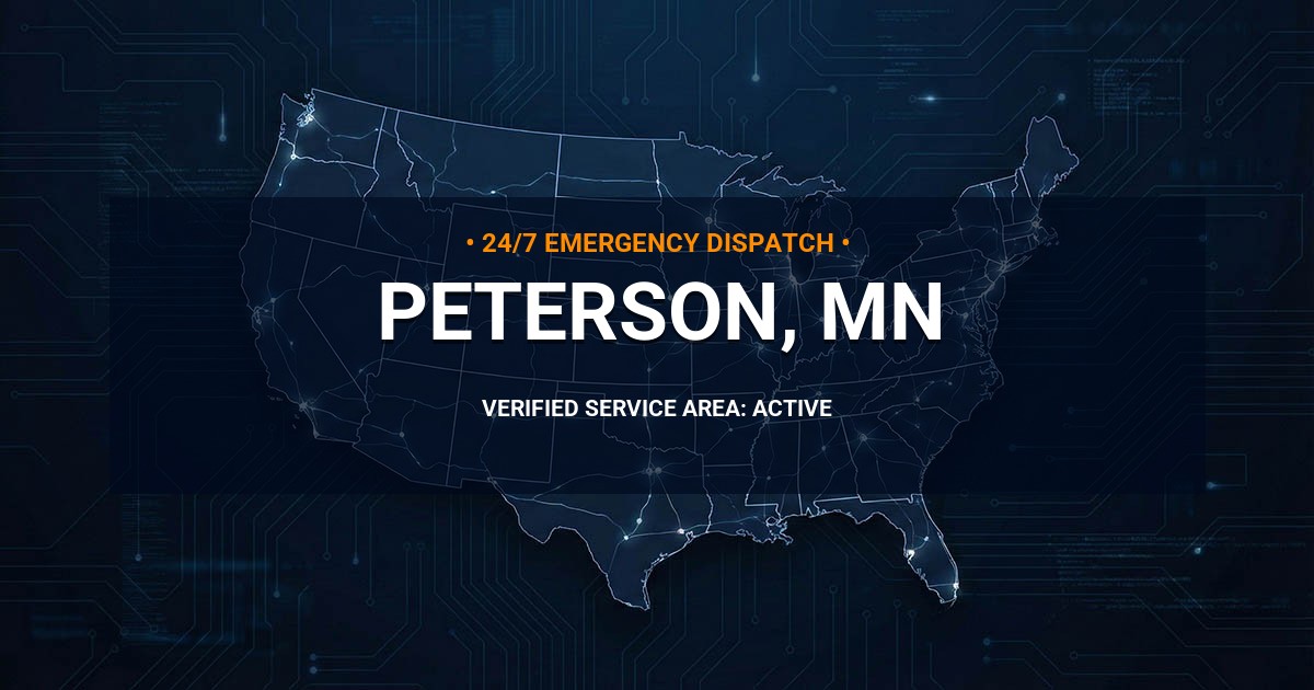 Emergency Plumbing Dispatch Map for Plumbing Services: Peterson, MN