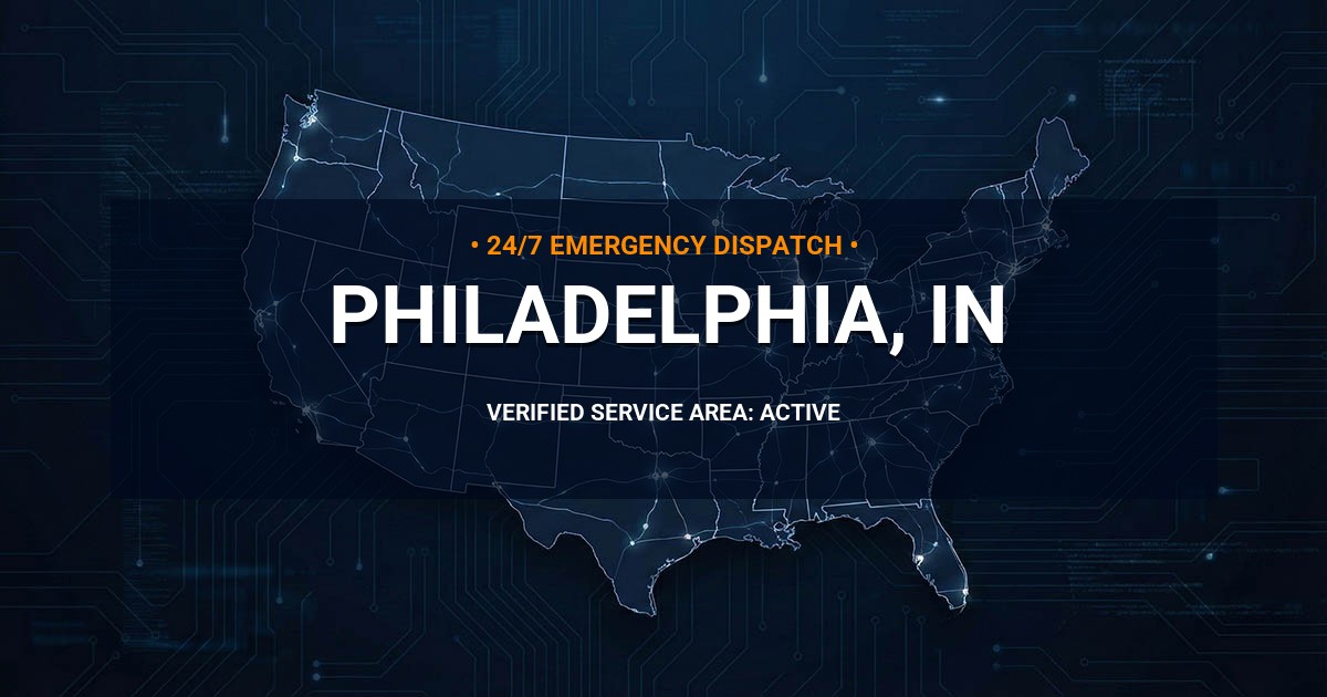 Emergency Plumbing Dispatch Map for Plumbing Services: Philadelphia, IN