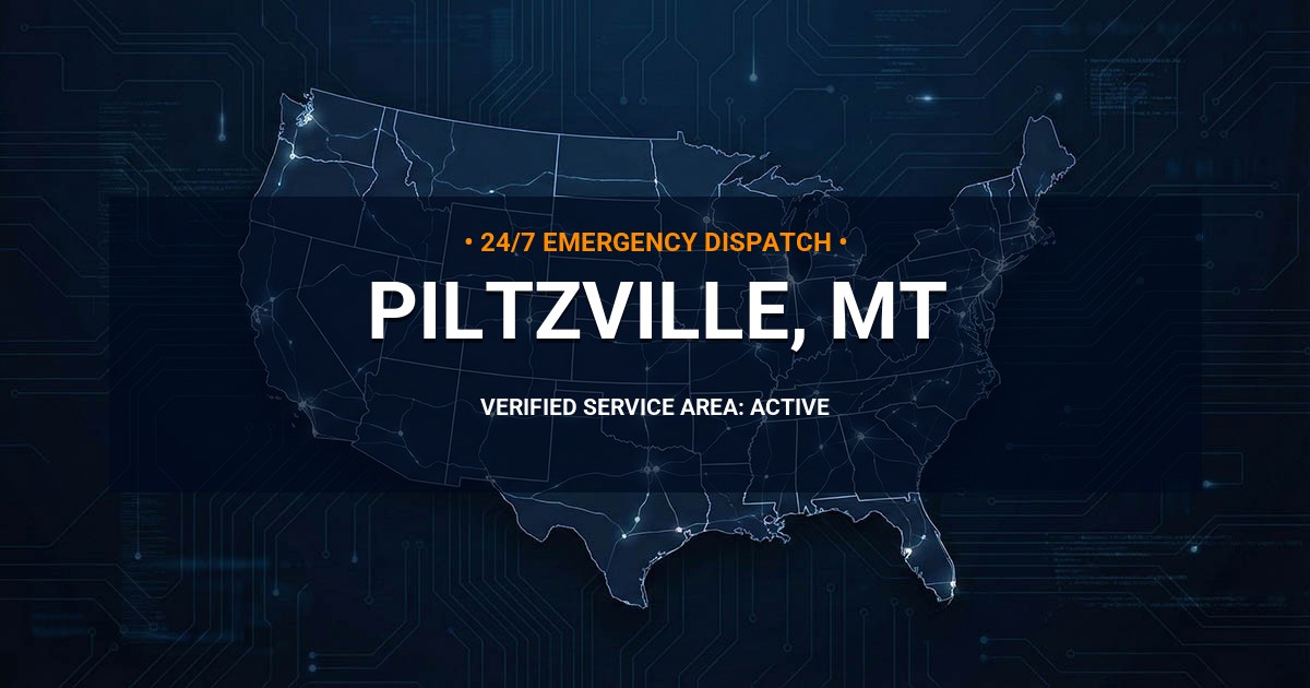 Emergency Plumbing Dispatch Map for Plumbing Services: Piltzville, MT
