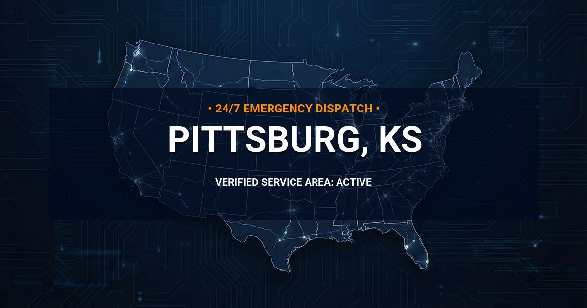 Emergency Plumbing Dispatch Map for Plumbing Services: Pittsburg, KS