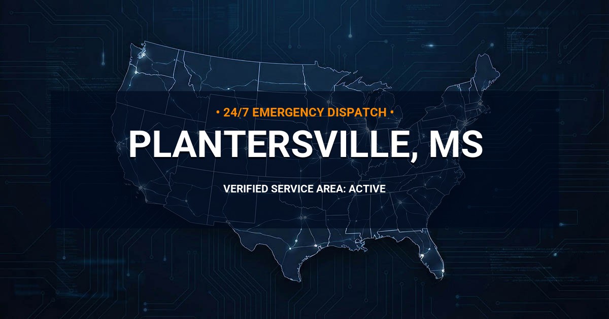 Emergency Plumbing Dispatch Map for Plumbing Services: Plantersville, MS