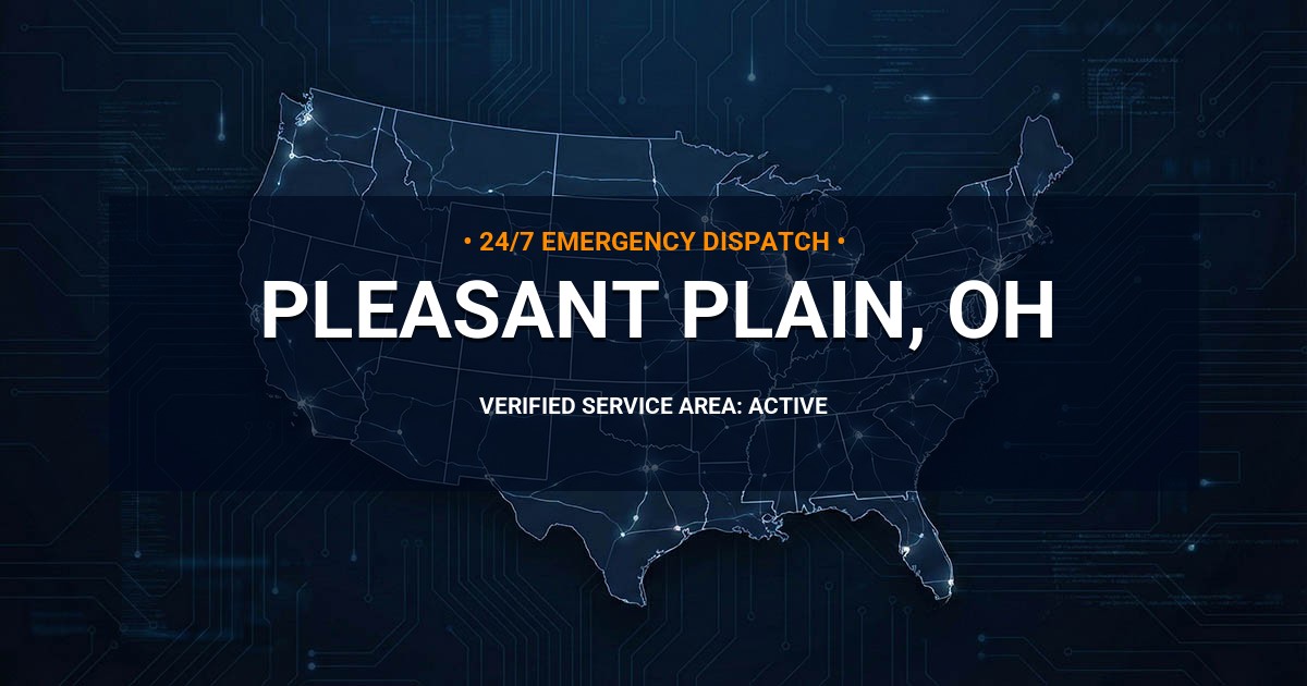 Emergency Plumbing Dispatch Map for Plumbing Services: Pleasant Plain, OH