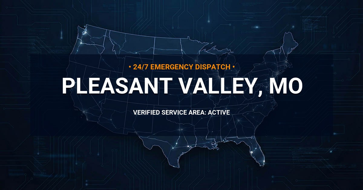 Emergency Plumbing Dispatch Map for Plumbing Services: Pleasant Valley, MO