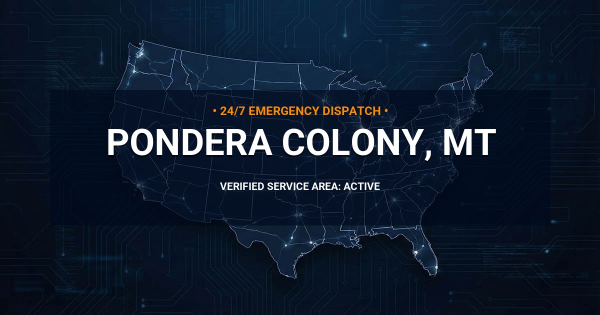 Emergency Plumbing Dispatch Map for Plumbing Services: Pondera Colony, MT