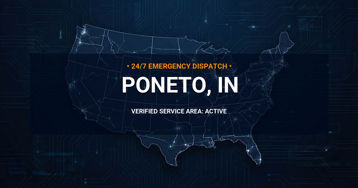 Emergency Plumbing Dispatch Map for Plumbing Services: Poneto, IN