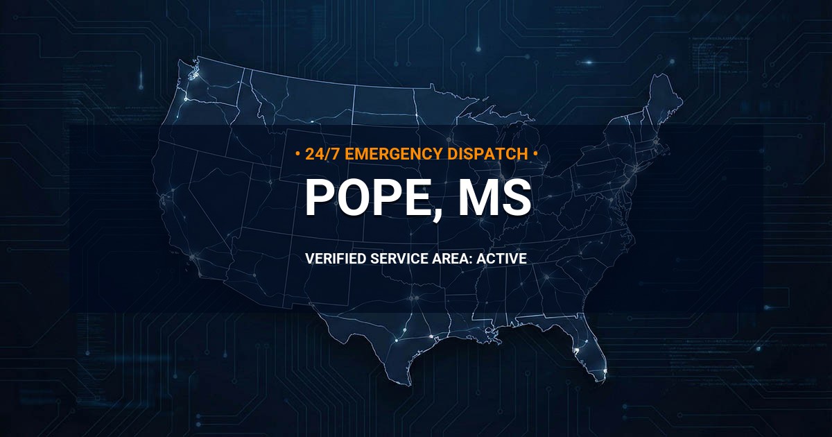 Emergency Plumbing Dispatch Map for Plumbing Services: Pope, MS