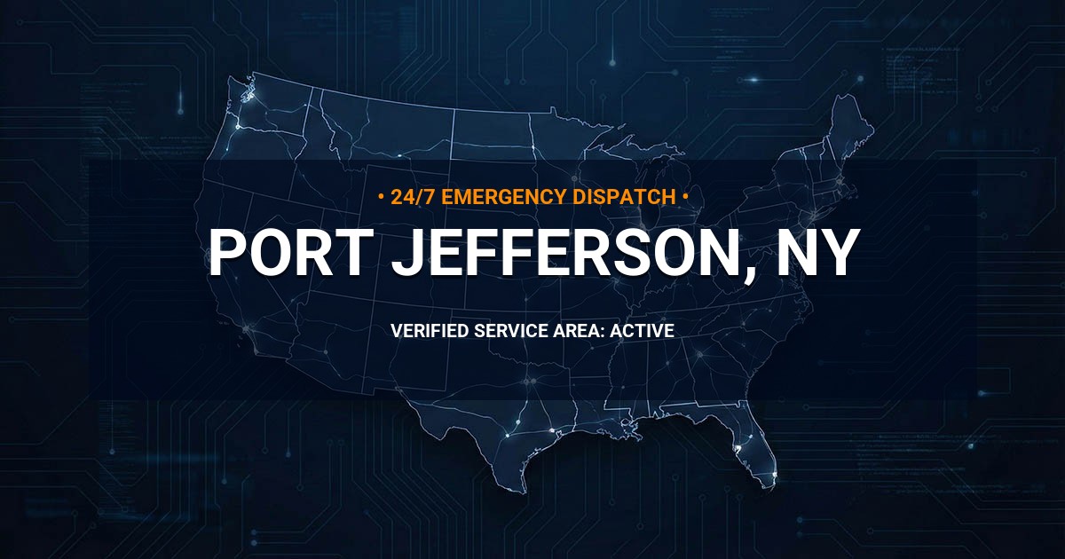 Emergency Plumbing Dispatch Map for Plumbing Services: Port Jefferson, NY