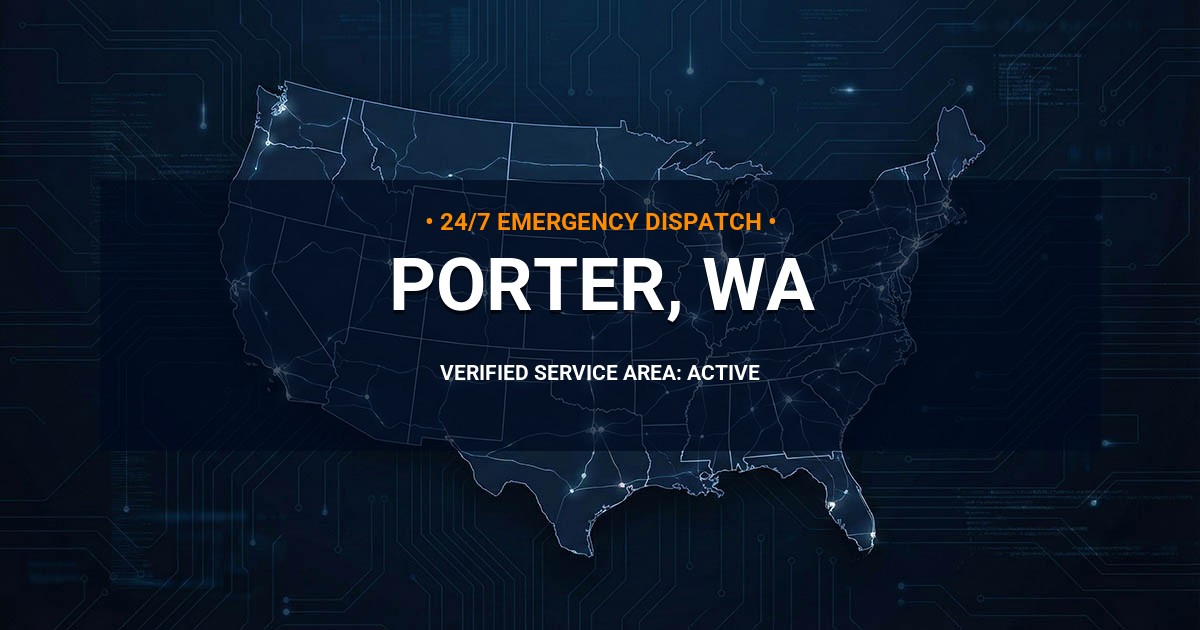 Emergency Plumbing Dispatch Map for Plumbing Services: Porter, WA