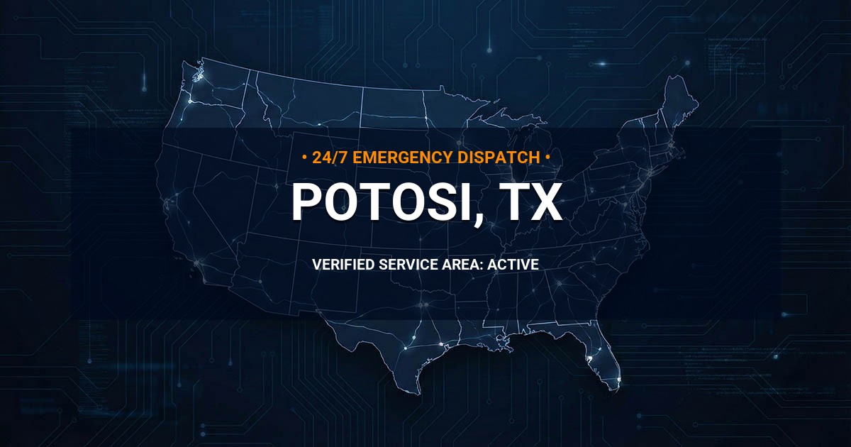 Emergency Plumbing Dispatch Map for Plumbing Services: Potosi, TX