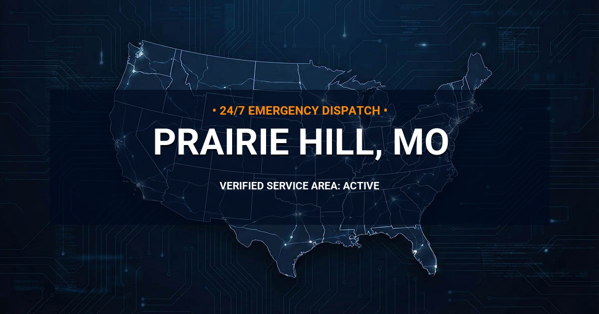 Emergency Plumbing Dispatch Map for Plumbing Services: Prairie Hill, MO