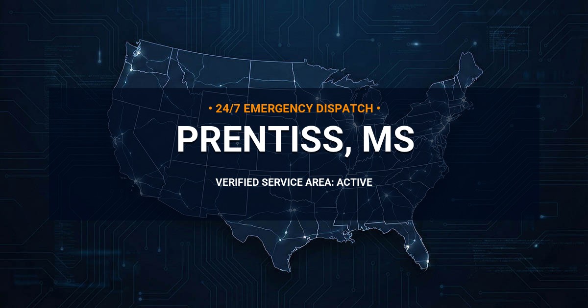 Emergency Plumbing Dispatch Map for Plumbing Services: Prentiss, MS