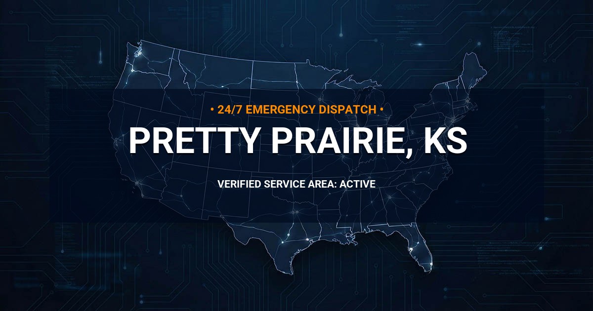 Emergency Plumbing Dispatch Map for Plumbing Services: Pretty Prairie, KS