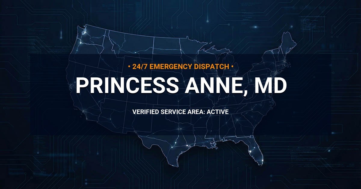 Emergency Plumbing Dispatch Map for Plumbing Services: Princess Anne, MD