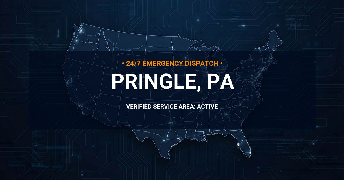 Emergency Plumbing Dispatch Map for Plumbing Services: Pringle, PA