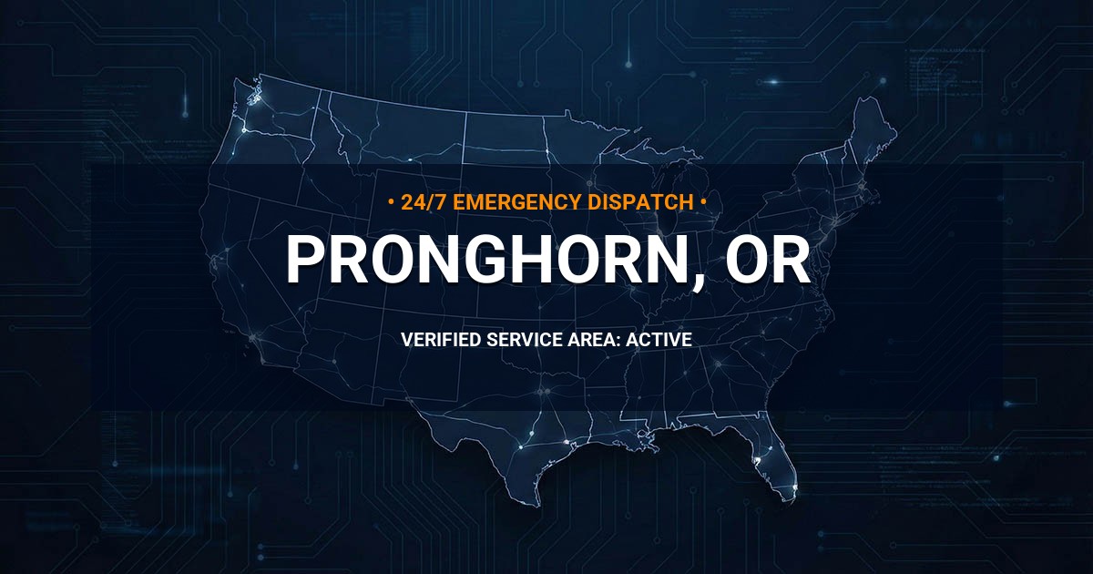 Emergency Plumbing Dispatch Map for Plumbing Services: Pronghorn, OR