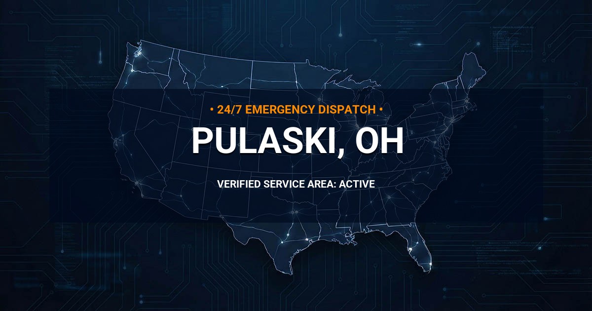 Emergency Plumbing Dispatch Map for Plumbing Services: Pulaski, OH