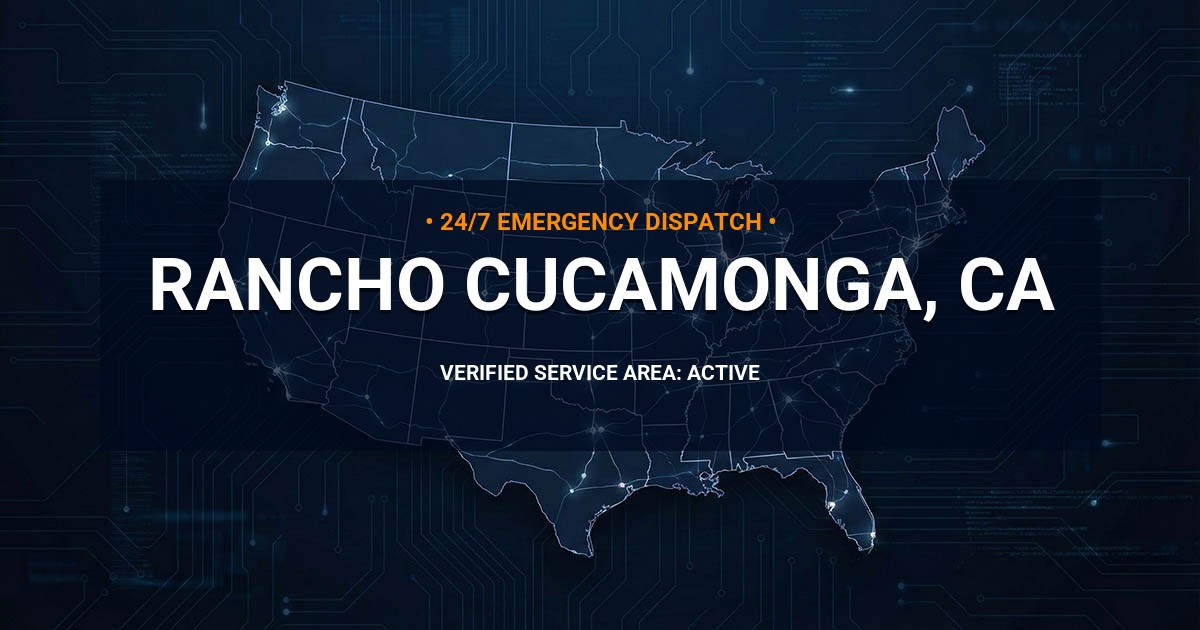 Emergency Plumbing Dispatch Map for Plumbing Services: Rancho Cucamonga, CA