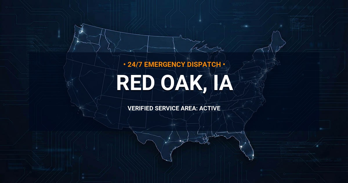 Emergency Plumbing Dispatch Map for Plumbing Services: Red Oak, IA
