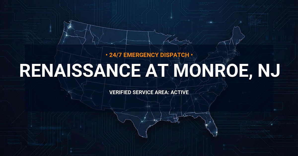 Emergency Plumbing Dispatch Map for Plumbing Services: Renaissance at Monroe, NJ