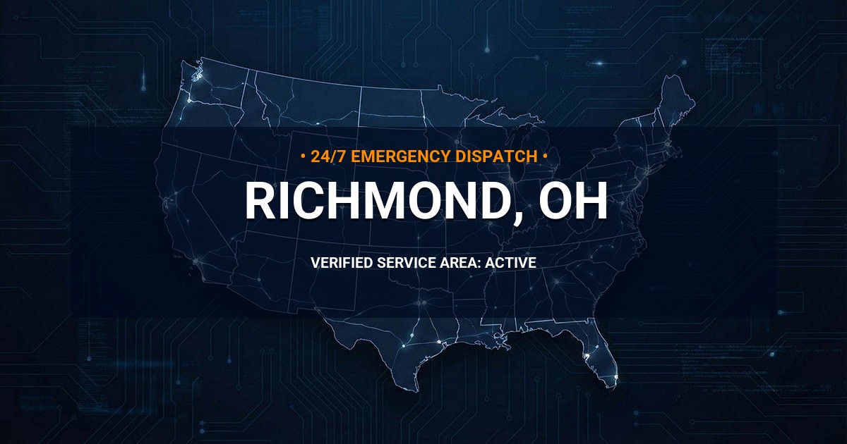 Emergency Plumbing Dispatch Map for Plumbing Services: Richmond, OH