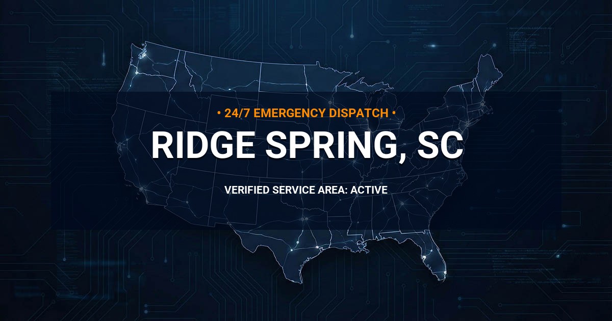 Emergency Plumbing Dispatch Map for Plumbing Services: Ridge Spring, SC
