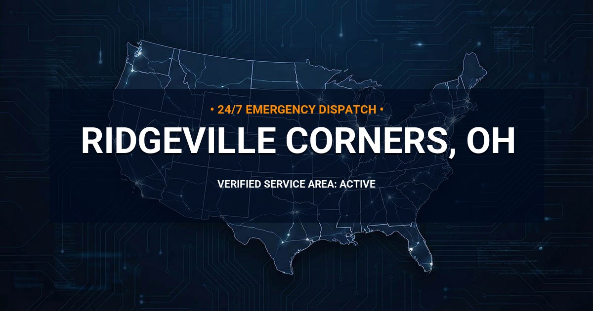 Emergency Plumbing Dispatch Map for Plumbing Services: Ridgeville Corners, OH