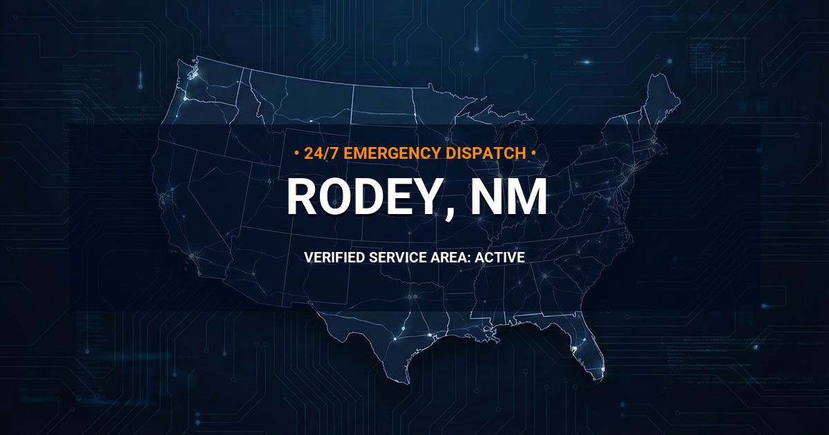 Emergency Plumbing Dispatch Map for Plumbing Services: Rodey, NM