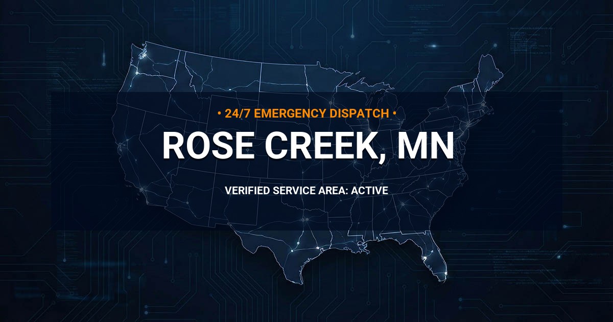 Emergency Plumbing Dispatch Map for Plumbing Services: Rose Creek, MN