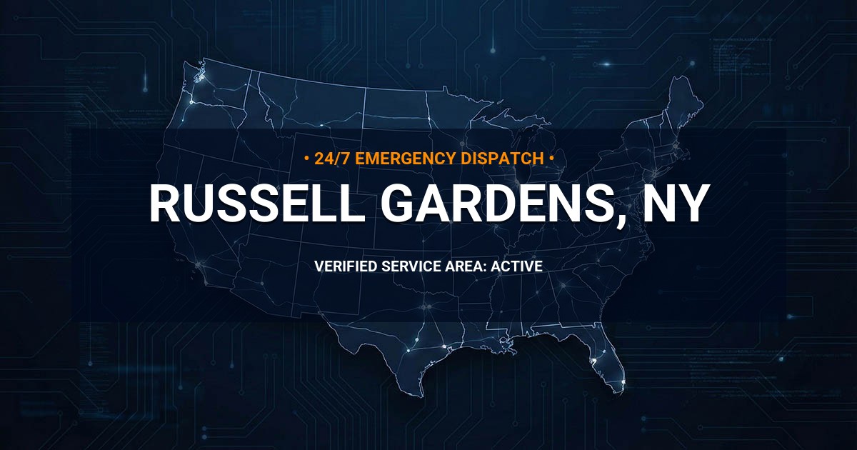 Emergency Plumbing Dispatch Map for Plumbing Services: Russell Gardens, NY