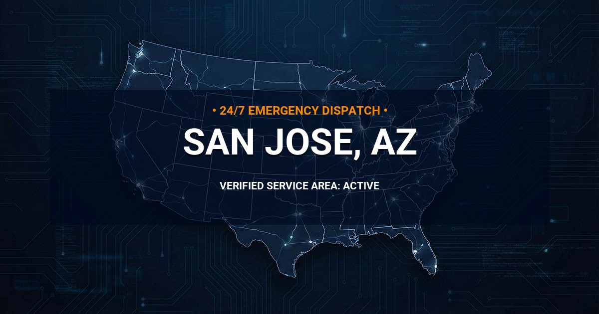 Emergency Plumbing Dispatch Map for Plumbing Services: San Jose, AZ